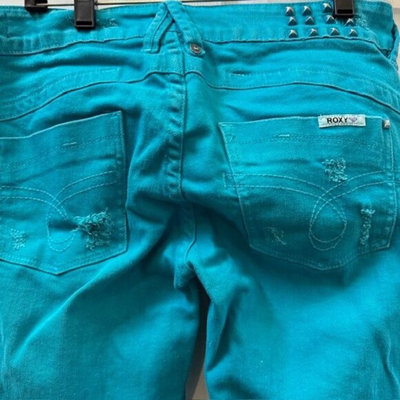 Roxy Womens Distressed Turquoise Skinny Jeans With Front & Back Pockets - Picture 8 of 16